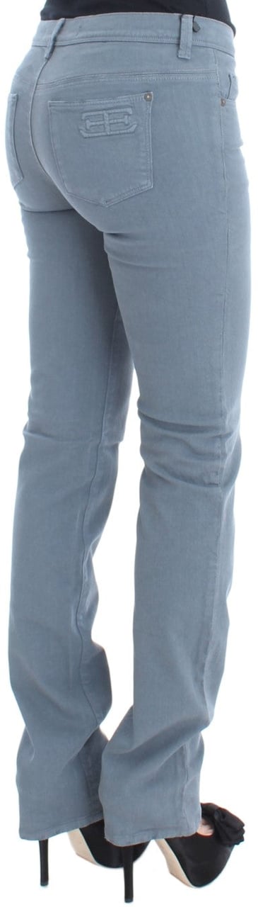 Ermanno Scervino Blue Cotton Blend Slim Fit Bootcut Jeans Blauw