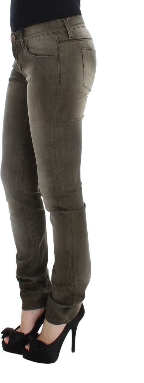 Ermanno Scervino Gray Wash Cotton Blend Slim Fit Jeans Grijs
