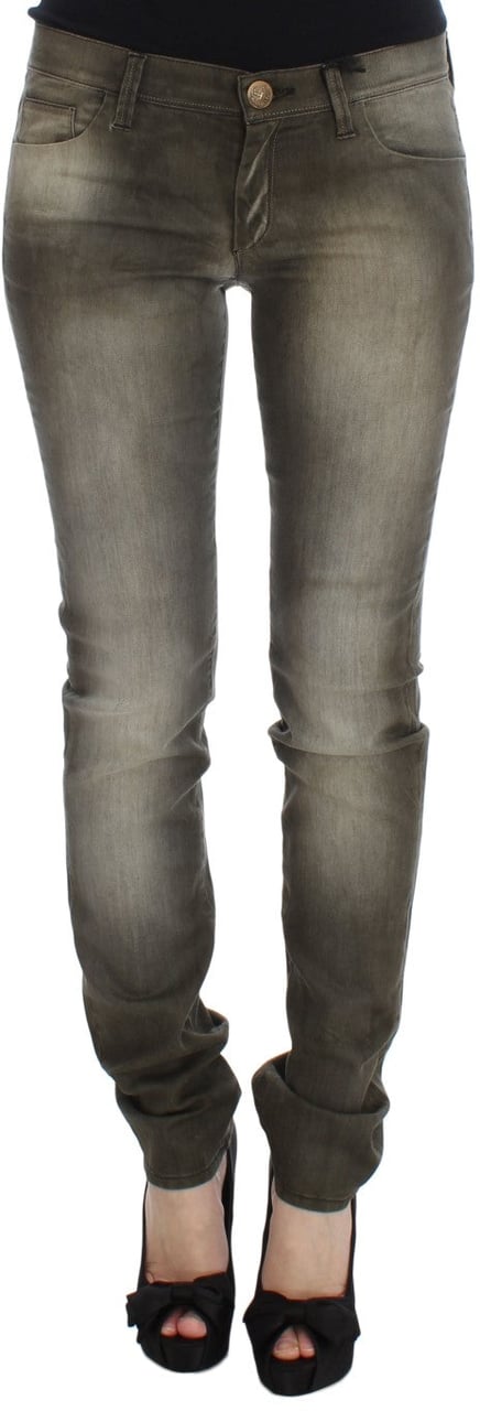 Ermanno Scervino Gray Wash Cotton Blend Slim Fit Jeans Grijs