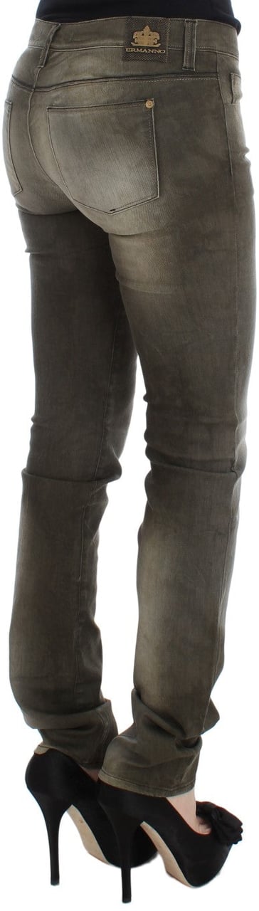 Ermanno Scervino Gray Wash Cotton Blend Slim Fit Jeans Grijs