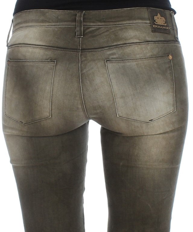 Ermanno Scervino Gray Wash Cotton Blend Slim Fit Jeans Grijs