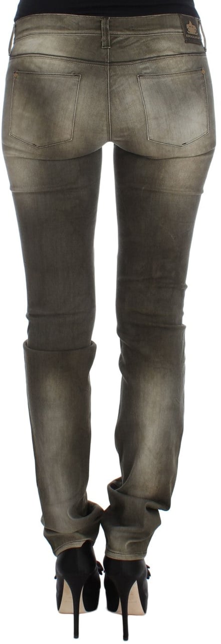Ermanno Scervino Gray Wash Cotton Blend Slim Fit Jeans Grijs