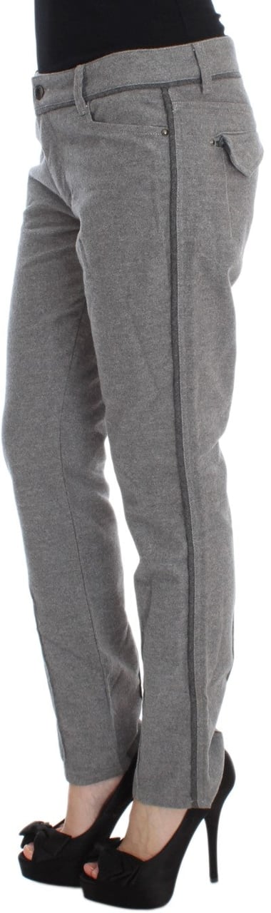 Ermanno Scervino Gray Cotton Straight Fit Casual Pants Grijs