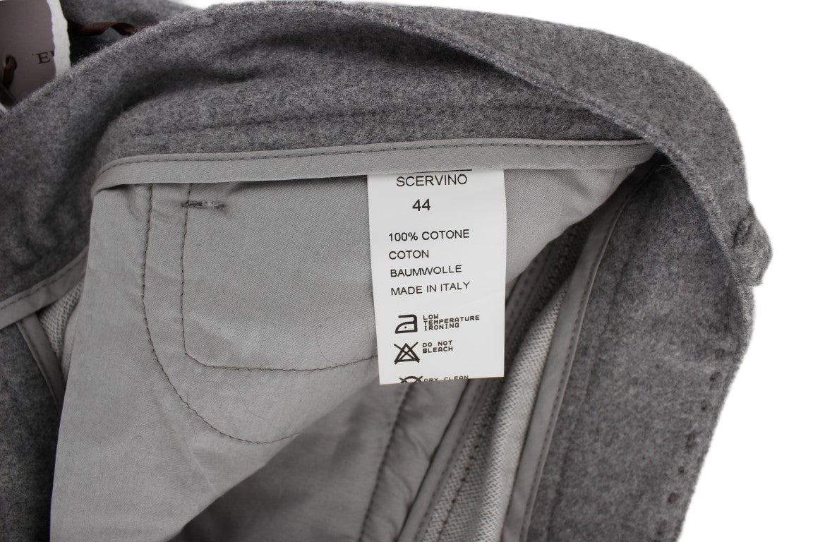 Ermanno Scervino Gray Cotton Straight Fit Casual Pants Grijs