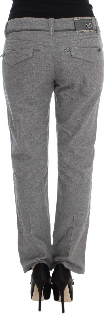 Ermanno Scervino Gray Cotton Straight Fit Casual Pants Grijs