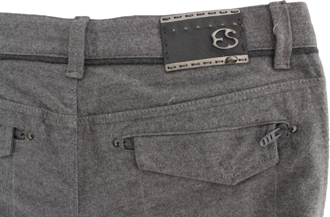 Ermanno Scervino Gray Cotton Straight Fit Casual Pants Grijs