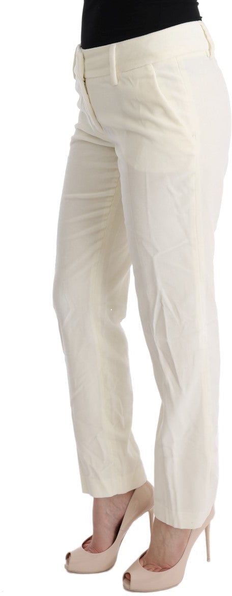Ermanno Scervino White Cotton Regular Fit Casual Pants Wit