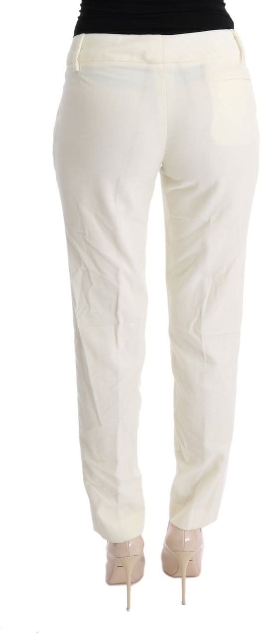 Ermanno Scervino White Cotton Regular Fit Casual Pants Wit