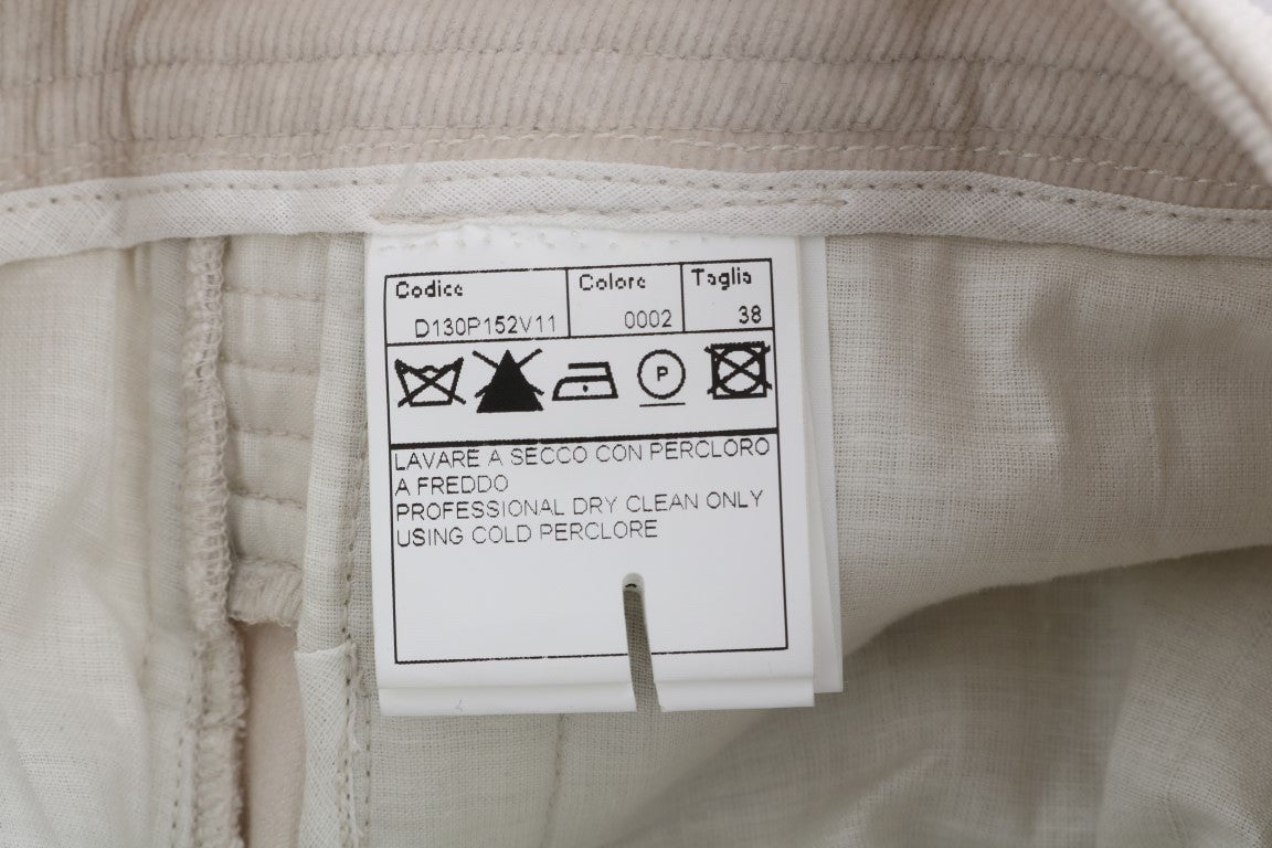 Ermanno Scervino Beige Slim Jeans Corduroy Skinny Pants Beige
