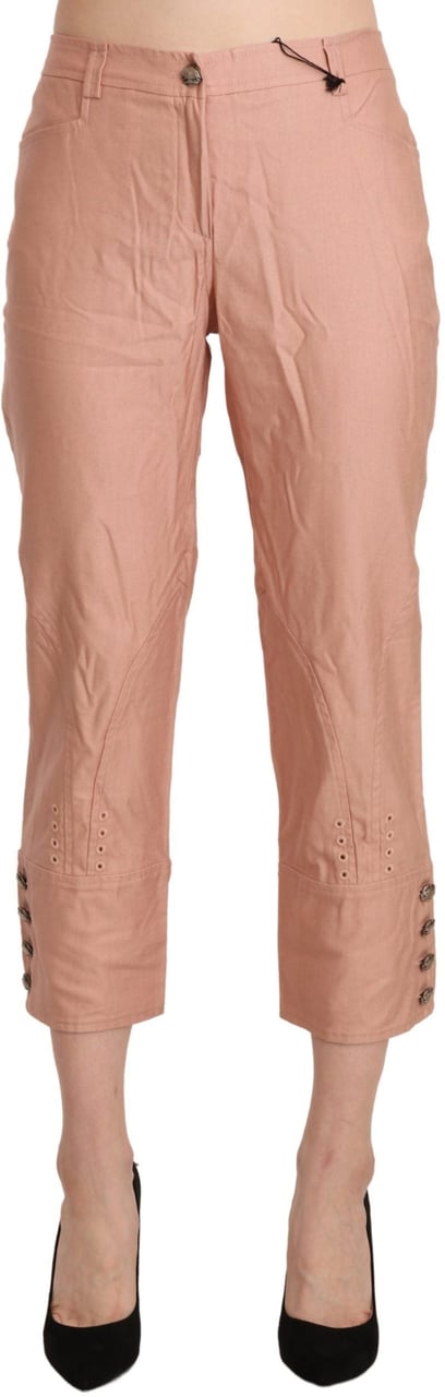 Ermanno Scervino Cotton Pink High Waist Cropped Trouser Pants Roze
