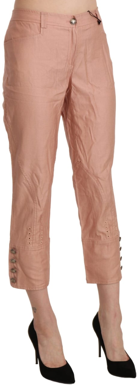 Ermanno Scervino Cotton Pink High Waist Cropped Trouser Pants Roze