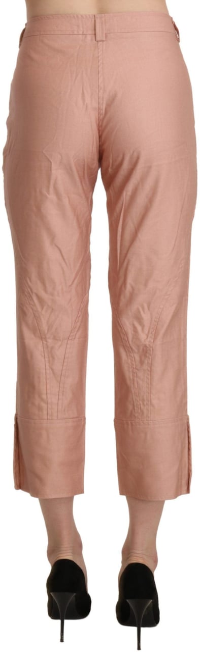 Ermanno Scervino Cotton Pink High Waist Cropped Trouser Pants Roze