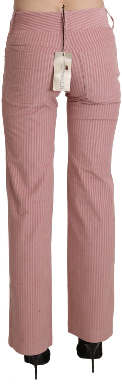 Ermanno Scervino Pink Mid Waist Straight Trouser Cotton Pants Roze
