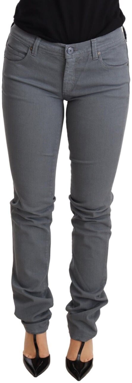 Ermanno Scervino Gray Low Waist Skinny Slim Trouser Cotton Jeans Zwart