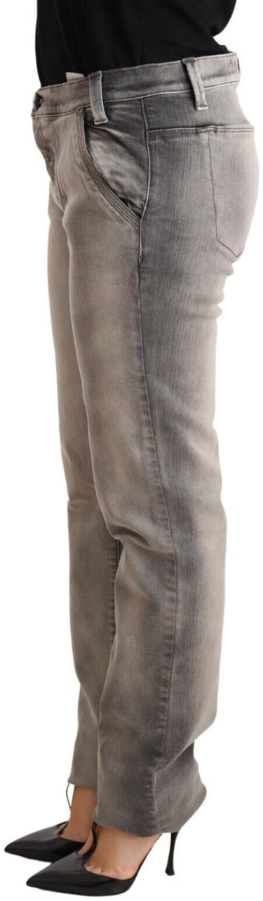 Ermanno Scervino Gray Washed Low Waist Skinny Trouser Cotton Jeans Grijs