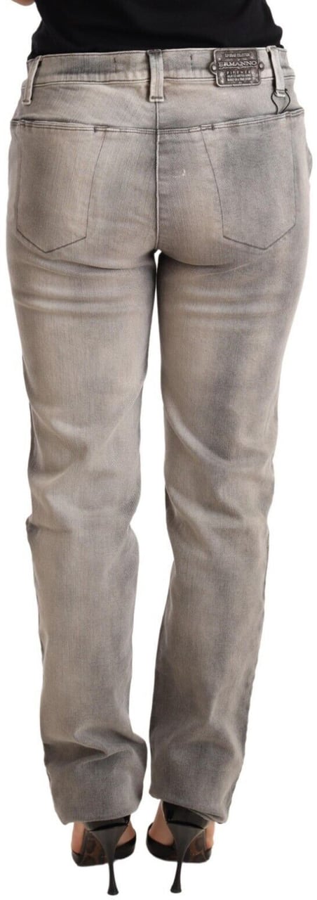 Ermanno Scervino Gray Washed Low Waist Skinny Trouser Cotton Jeans Grijs