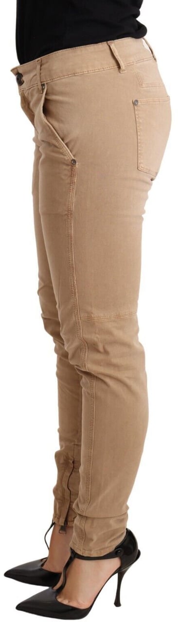 Ermanno Scervino Brown Low Waist Skinny Denim Trouser Cotton Jeans Bruin