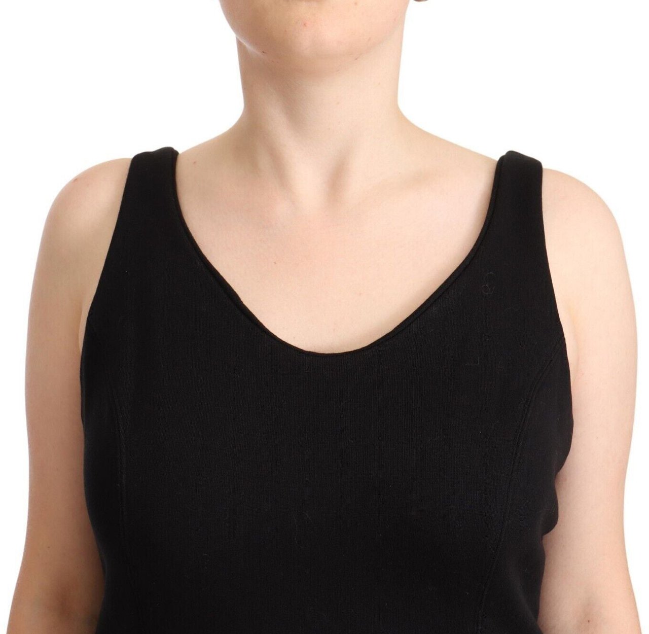 Ermanno Scervino Black Cotton Sleevelesss Tank Casual Top Zwart