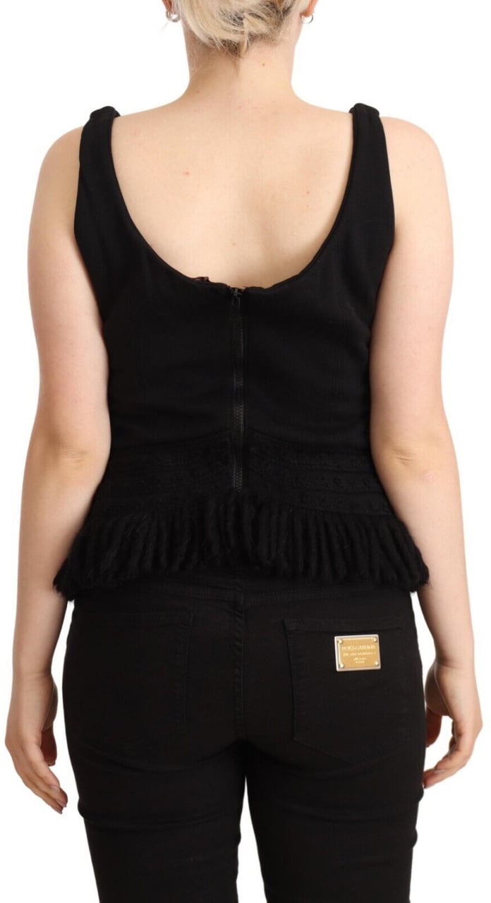 Ermanno Scervino Black Cotton Sleevelesss Tank Casual Top Zwart