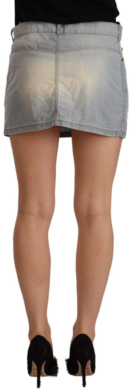 Ermanno Scervino Light Blue Mid Waist Denim Mini Cotton Skirt Lichtblauw