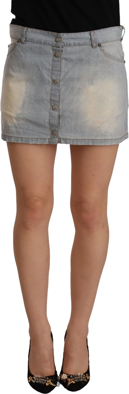 Ermanno Scervino Light Blue Mid Waist Denim Mini Cotton Skirt Lichtblauw