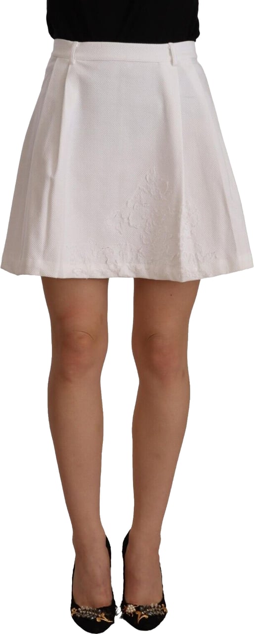 Ermanno Scervino White High Waist A-line Mini Cotton Skirt Wit