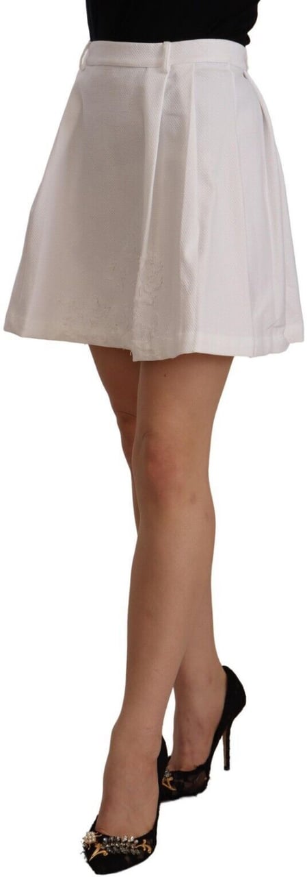 Ermanno Scervino White High Waist A-line Mini Cotton Skirt Wit