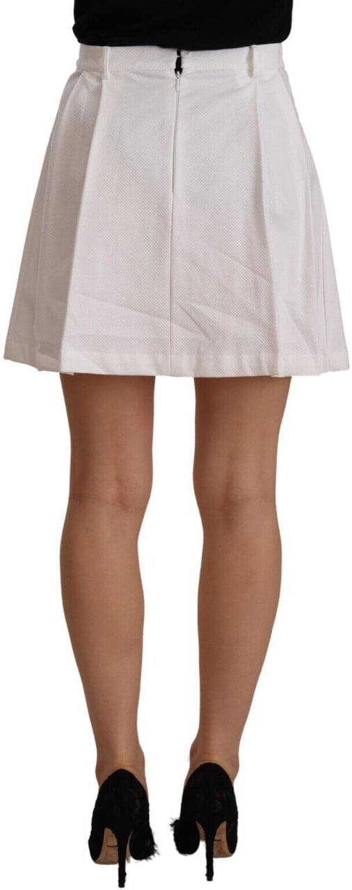 Ermanno Scervino White High Waist A-line Mini Cotton Skirt Wit