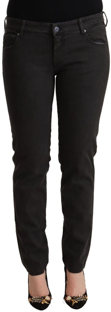 Ermanno Scervino Black Low Waist Skinny Denim Cotton Jeans Zwart