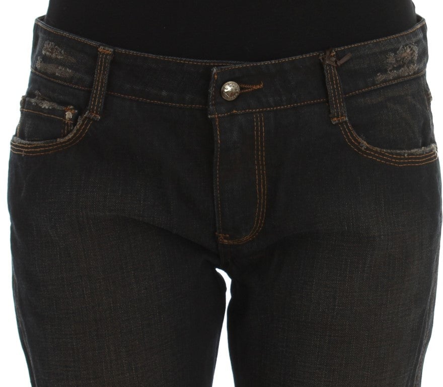 Ermanno Scervino Blue Wash Cotton Boyfriend Jeans Blauw