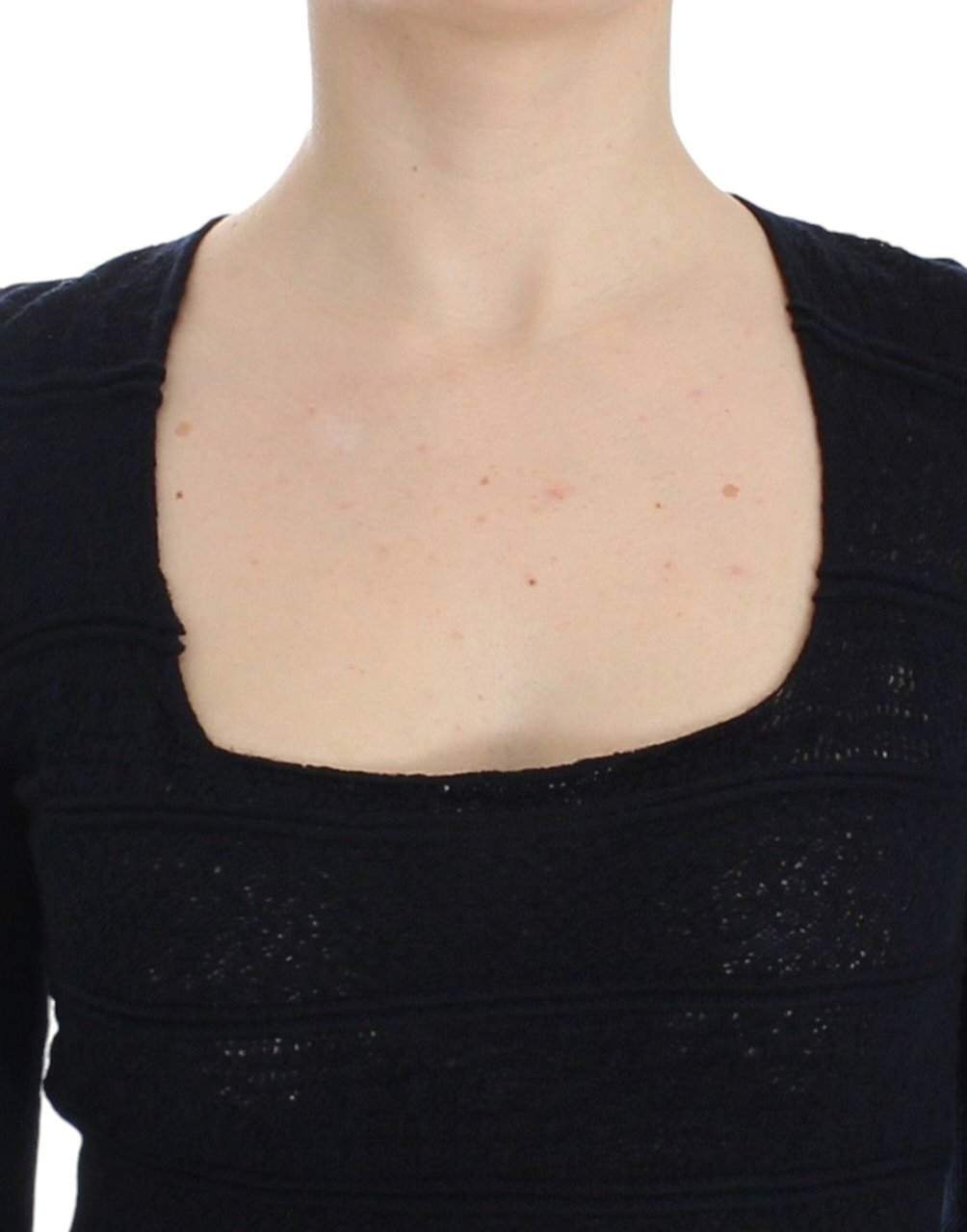 Ermanno Scervino Blue Knitted Wool Stretch Sweater Top Zwart