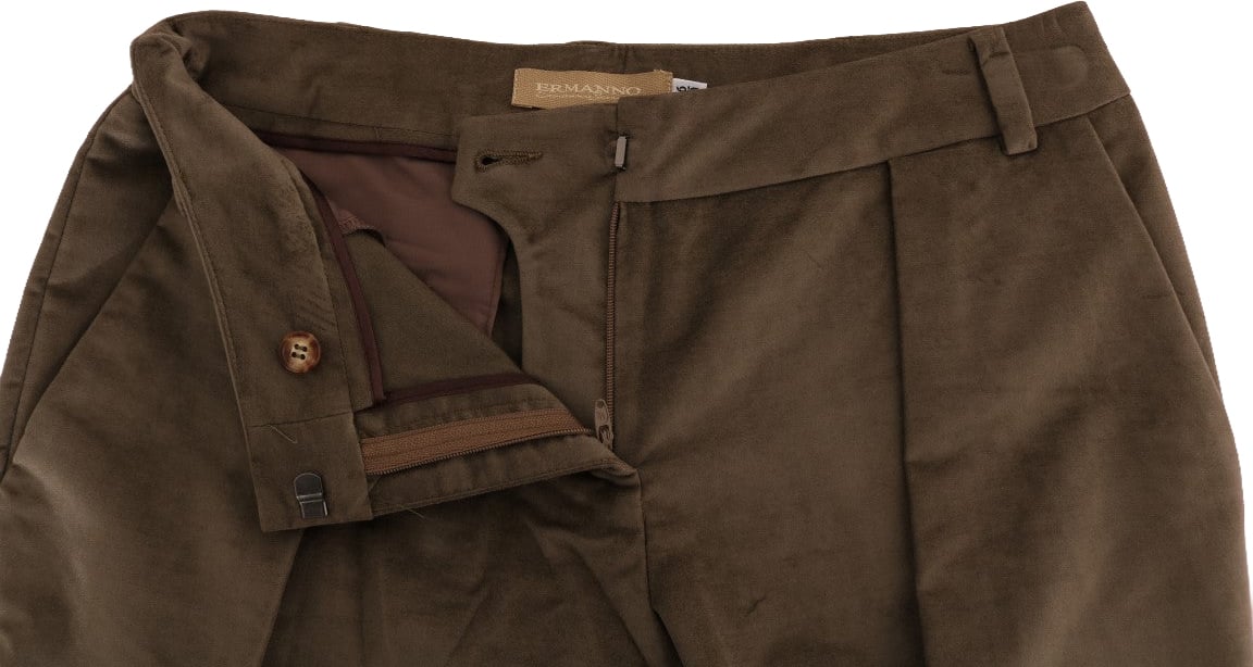 Ermanno Scervino Brown Velvet Bermuda Shorts Groen