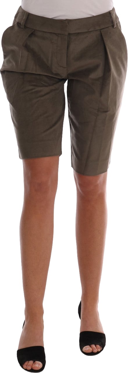 Ermanno Scervino Brown Velvet Bermuda Shorts Groen