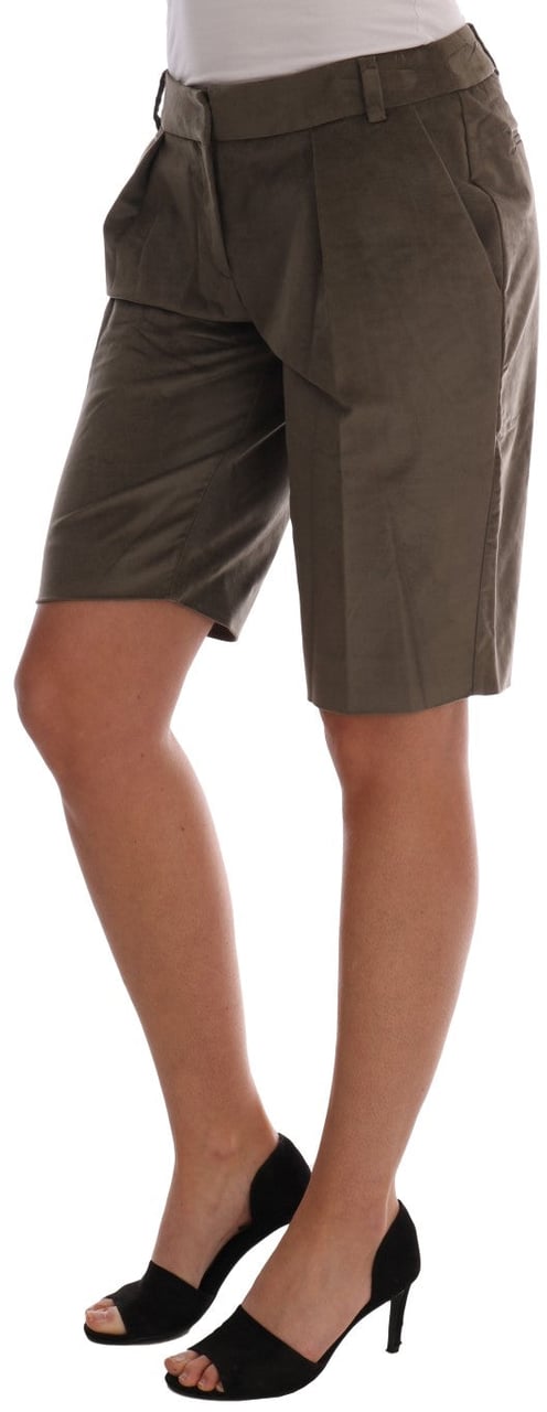 Ermanno Scervino Brown Velvet Bermuda Shorts Groen