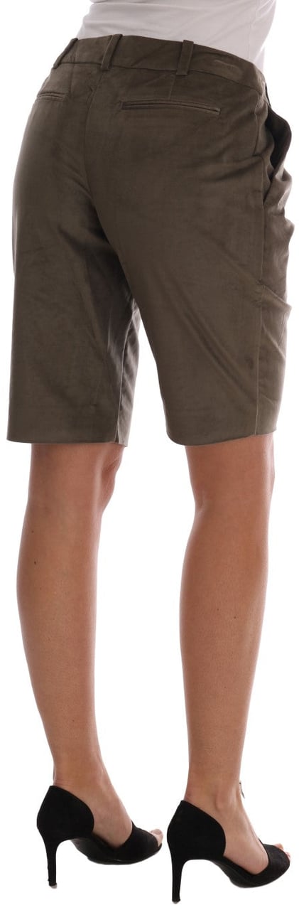 Ermanno Scervino Brown Velvet Bermuda Shorts Groen