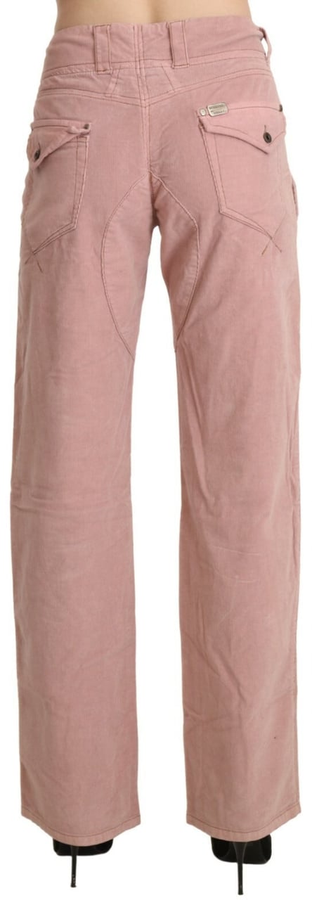 Ermanno Scervino Cotton Pink High Waist Straight Trouser Pants Roze