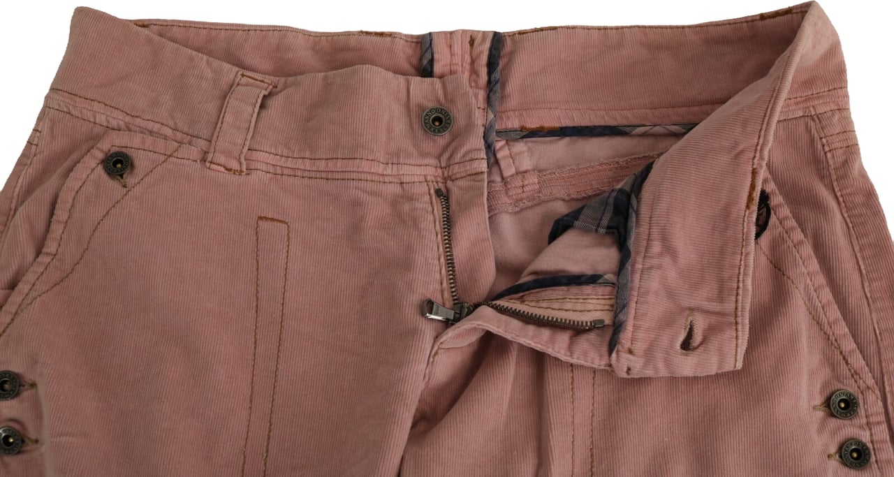 Ermanno Scervino Cotton Pink High Waist Straight Trouser Pants Roze