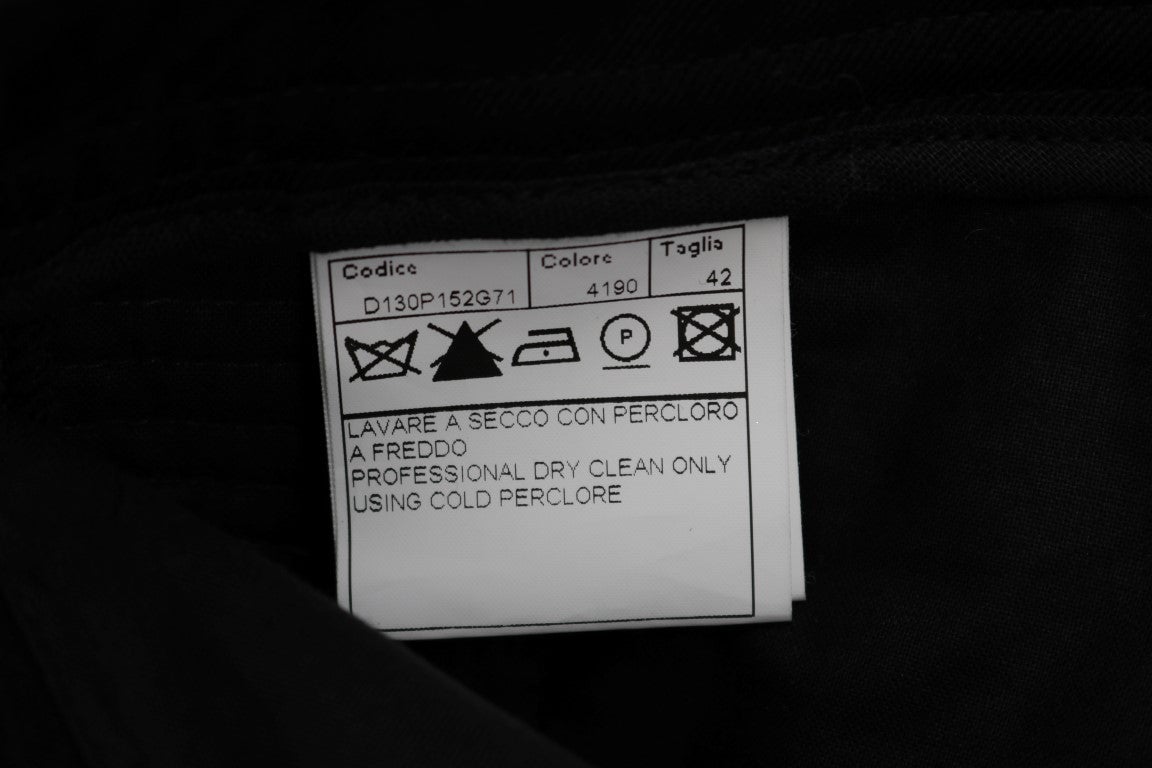 Ermanno Scervino Black Cotton Slim Fit Casual Pants Zwart