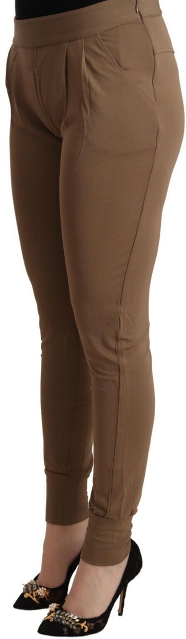 Ermanno Scervino Scervino Street Brown Viscose Mid Waist Slim Tapered Pants Bruin