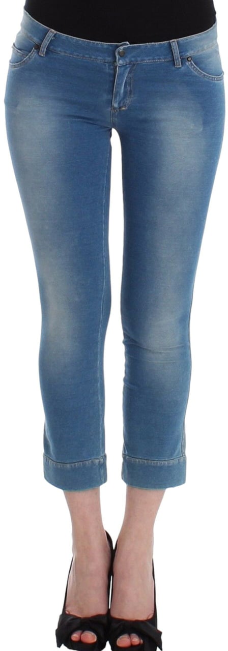 Ermanno Scervino Beachwear Blue Jeans Capri Pants Cropped Blauw