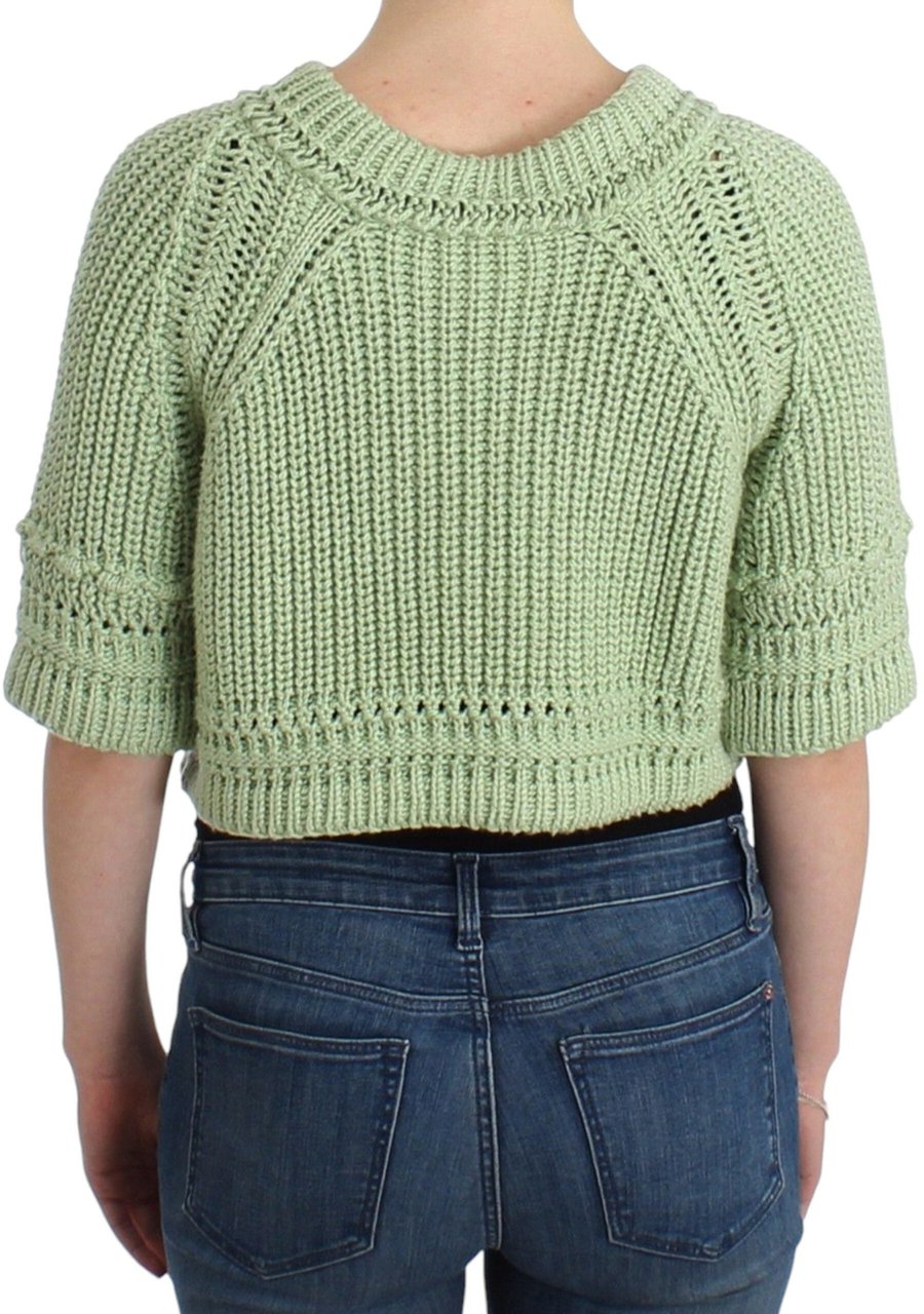 Ermanno Scervino Green Cropped Knit Sweater Knitted Jumper Groen