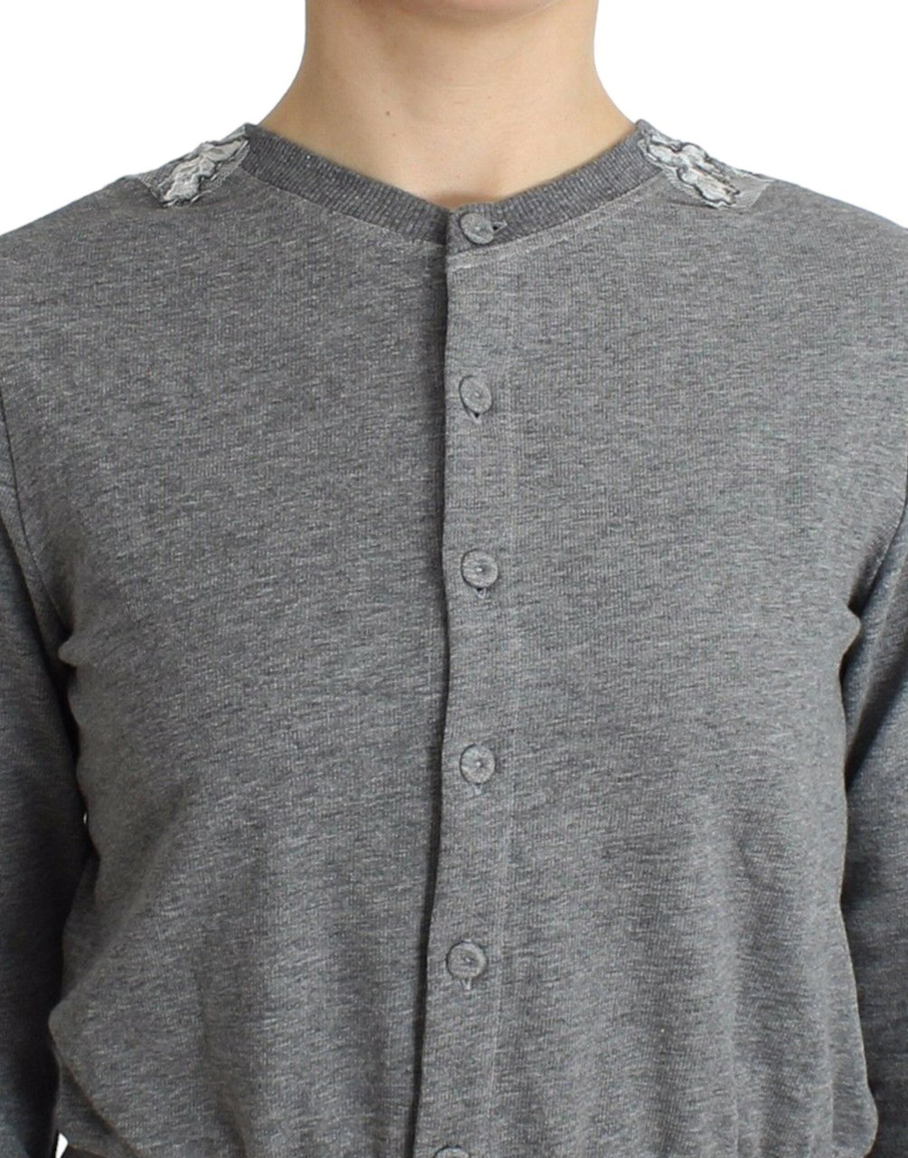 Ermanno Scervino Lingerie Gray Lace Sweater Cardigan Top Grijs