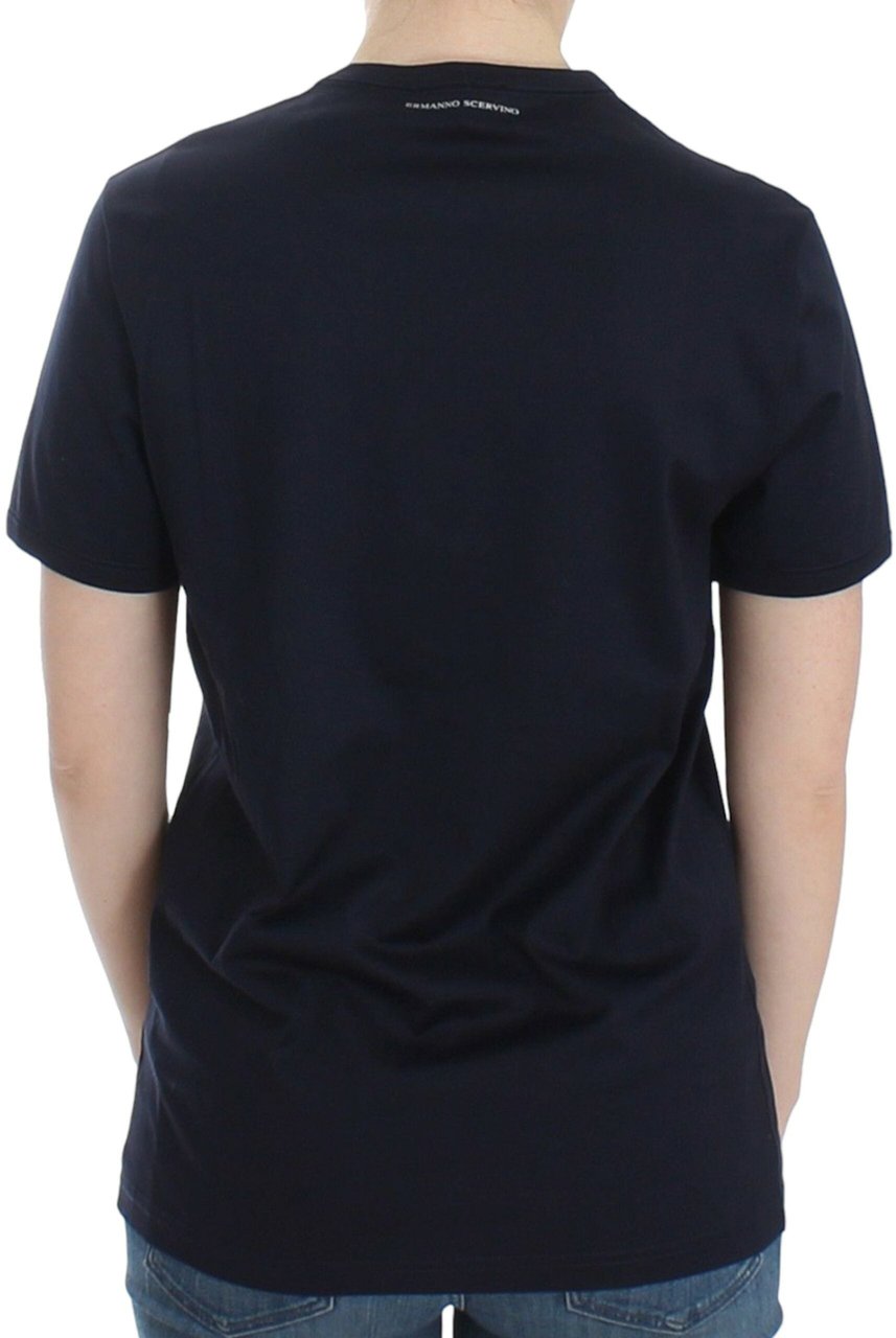 Ermanno Scervino Lingerie Blue Crewneck Cotton Logo T-shirt Wit