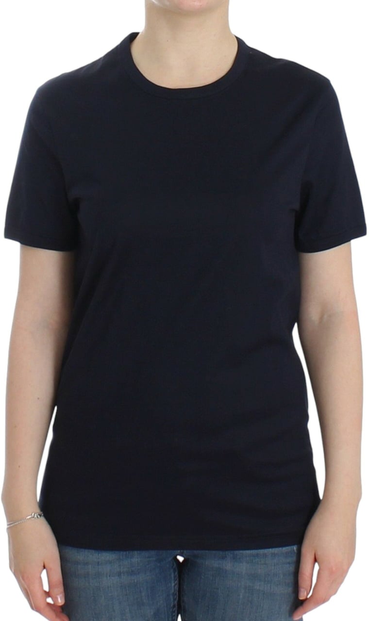 Ermanno Scervino Lingerie Blue Crewneck Cotton Logo T-shirt Wit