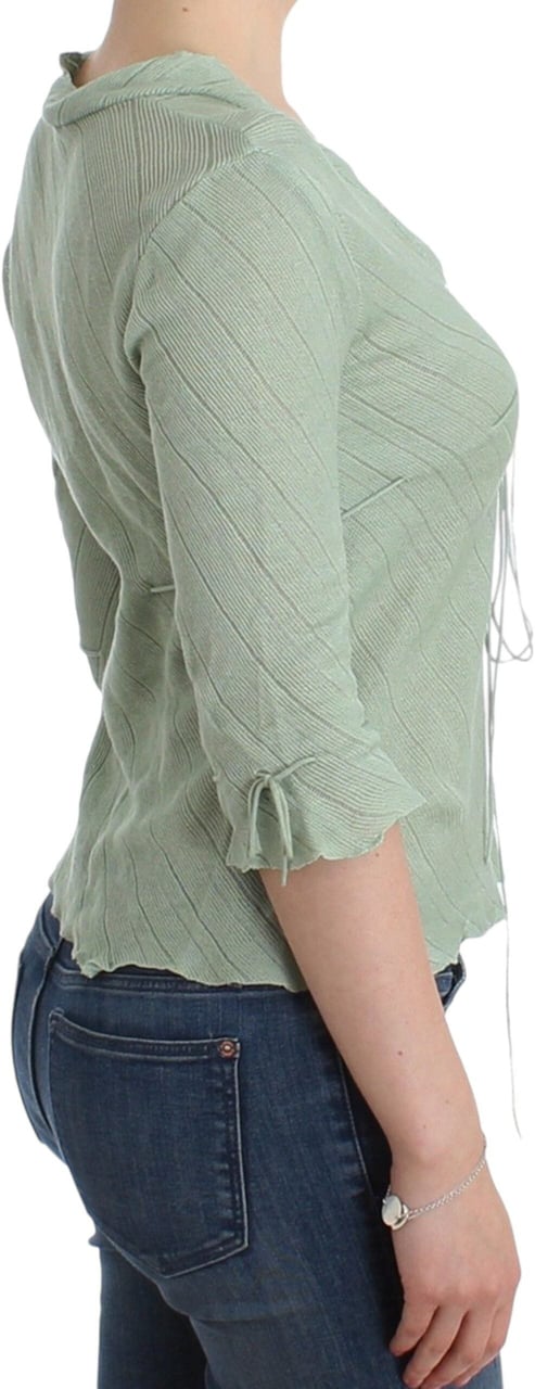 Ermanno Scervino Green Lightweight Knit Sweater Top Blouse Groen