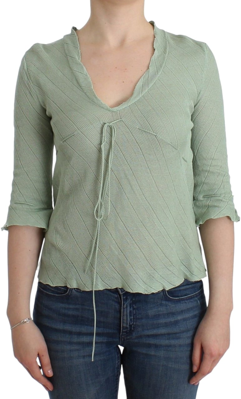 Ermanno Scervino Green Lightweight Knit Sweater Top Blouse Groen