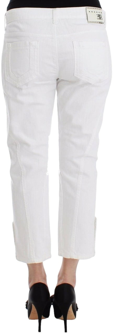 Ermanno Scervino White Cropped Jeans Denim Pants Branded Capri Wit