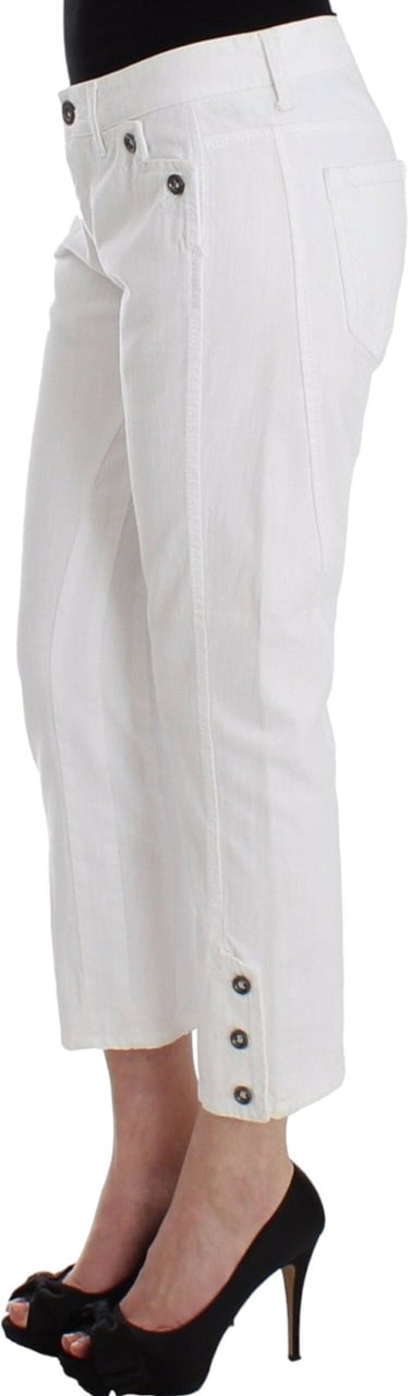 Ermanno Scervino White Cropped Jeans Denim Pants Branded Capri Wit