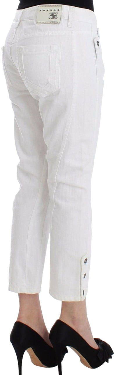 Ermanno Scervino White Cropped Jeans Denim Pants Branded Capri Wit
