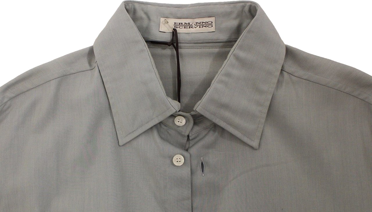 Ermanno Scervino Gray Cotton Long Sleeve Casual Shirt Top Grijs